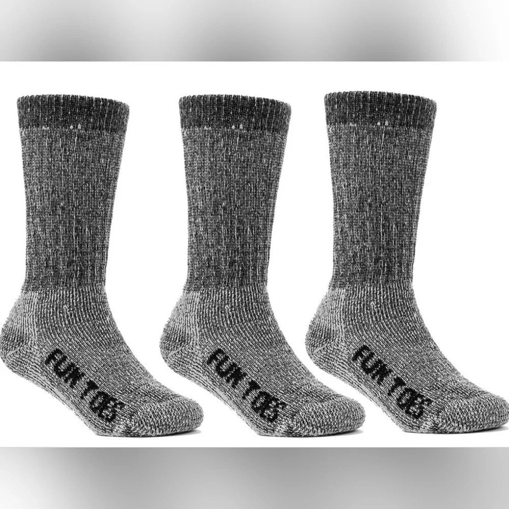 Nwt 3 Pair Merino Wool Fun Toes Kids Socks Cushioned Skiing Hiking Winter Snow